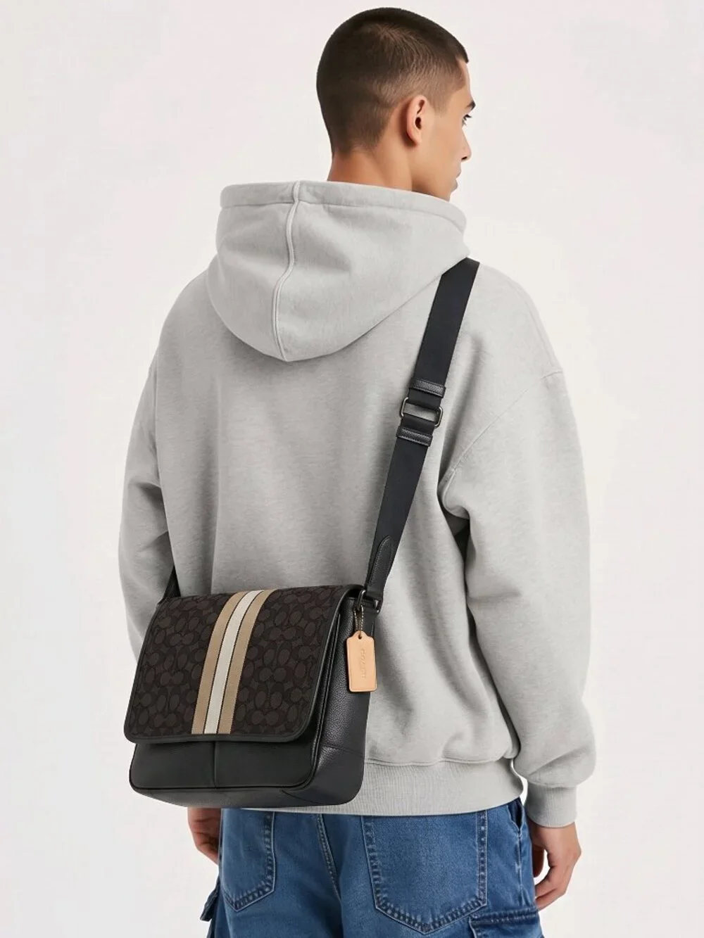 Coach Signature Stripe Flap Shoulder Bag – Discontinued Style